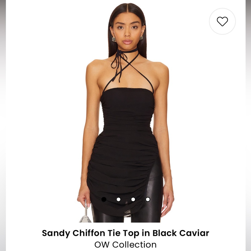 NWT OW Collection Sandy Chiffon Tie Top in Black Caviar Size M